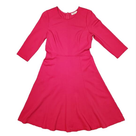 EUC Eliza J Fuchsia Fit and Flare 3/4 Sleeve Stretchy Dress Sz 10 - Picture 1 of 9